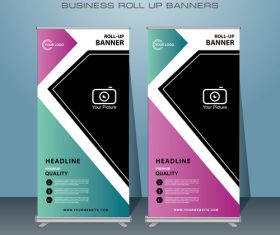 Three colors roll banner design vector template