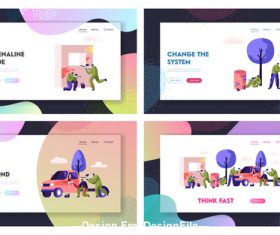 Titans landing paintball set flat banner vector