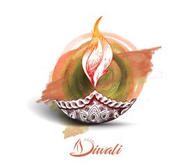 Traditional holiday card Diwali Indian vector