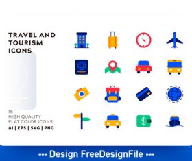 Travel and tourism flat color vector