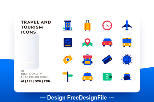 Travel and tourism flat color vector