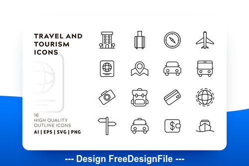 Travel and tourism outline vector