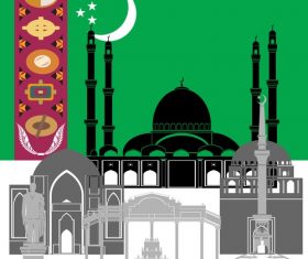 Turkmenistan collection of different architecture vector