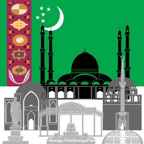 Turkmenistan collection of different architecture vector