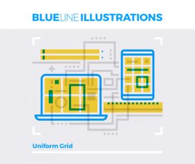 Uniform design grid blue line vector
