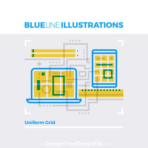 Uniform design grid blue line vector
