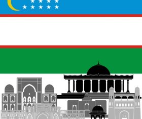 Uzbekistan collection of different architecture vector