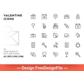 Valentine icon outline vector