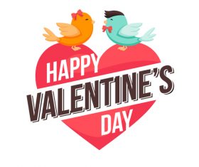 Valentines day and two little birds vector