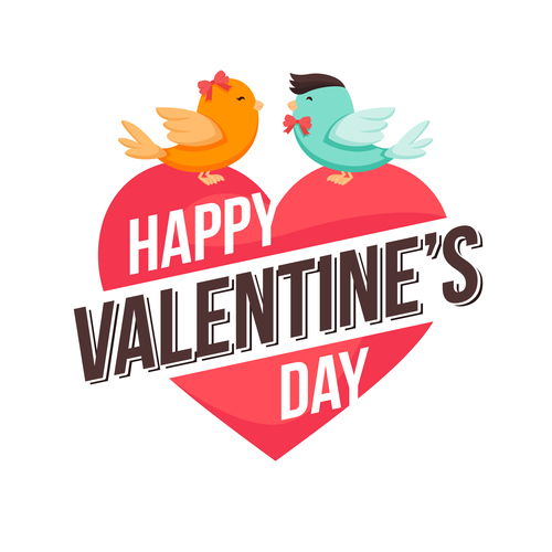 Valentines day and two little birds vector