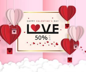 Valentines day sale background with Origami vector