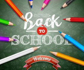 Various color pencils and back to school design vector