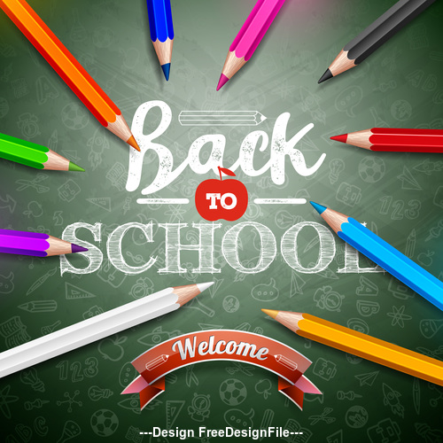 Various color pencils and back to school design vector
