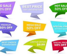 Various color sales labels vector