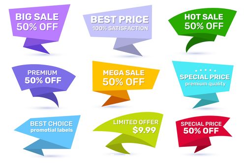 Various color sales labels vector