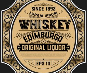Vintage whiskey label frame vector