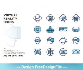 Virtual reality filled color vector