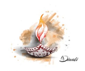 Watercolor diwali indian vector