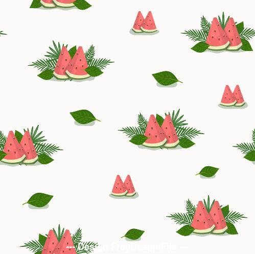 Watermelon and leaves background seamless pattern vector