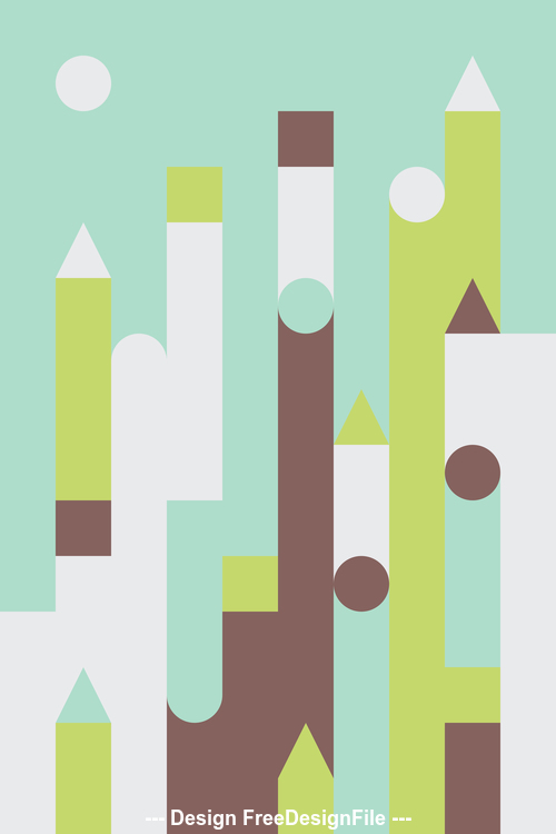 White and green castles abstract geometric vector backgrounds
