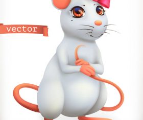White mouse 3d vector icon vector