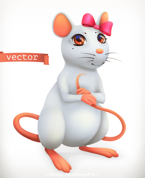 White mouse 3d vector icon vector