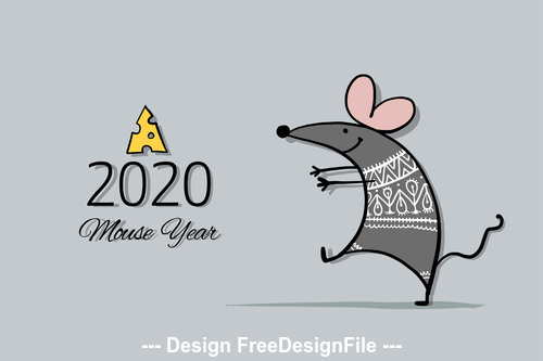 White rat symbol of new year 2020 funny cartoon vector