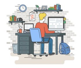 Work hard cartoon vector