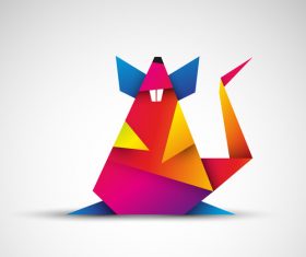 Year of the Rat 2020 origami rat vector