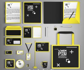 Yellow and black card brochure cover design vector