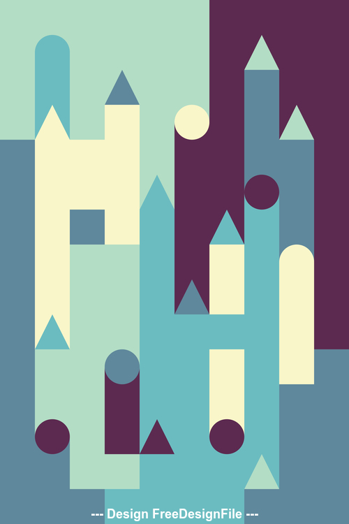 Yellow and dark blue castles abstract geometric vector backgrounds
