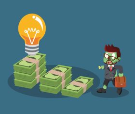 Zombie businessman and money stairs vector