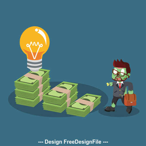 Zombie businessman and money stairs vector