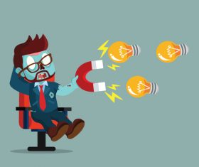 Zombie businessman magnet bulb vector