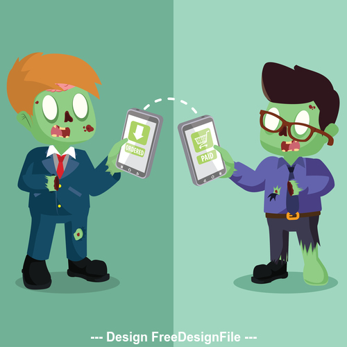 Zombie businessman ordering by phone vector
