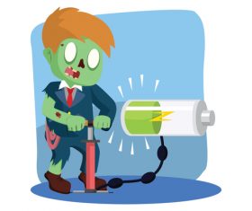 Zombie businessman pumping energy vector