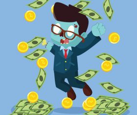 Zombie businessman raining money vector