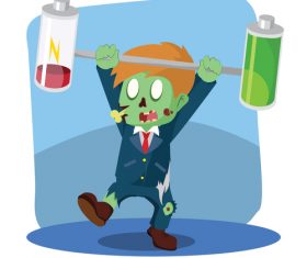 Zombie businessman unbalanced battery vector