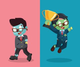 Zombie businessman winner and loser vector