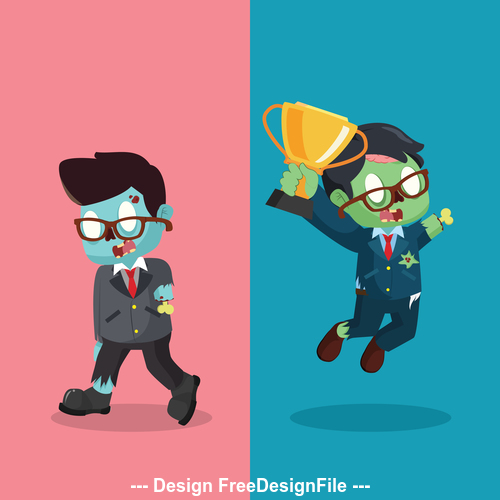 Zombie businessman winner and loser vector