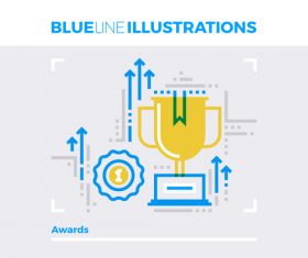 awards blue line vector
