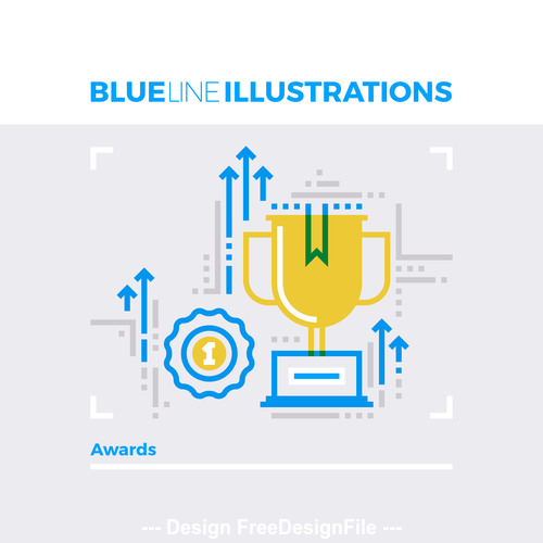 awards blue line vector