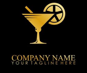 drink glass gold logo vector