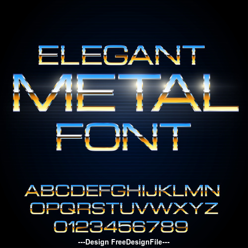 elegant metal font vector