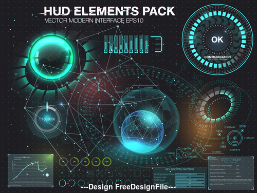 hud elements pack backgrounds vector 01