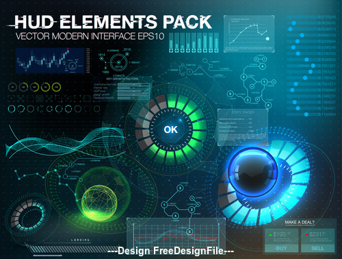 hud elements pack backgrounds vector 03