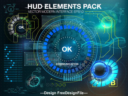 hud elements pack backgrounds vector 04