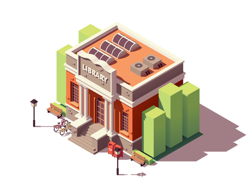 isometric building library vector