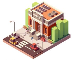 library vector isometric building