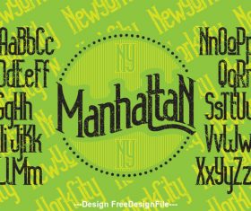 manhattan NY font green vector